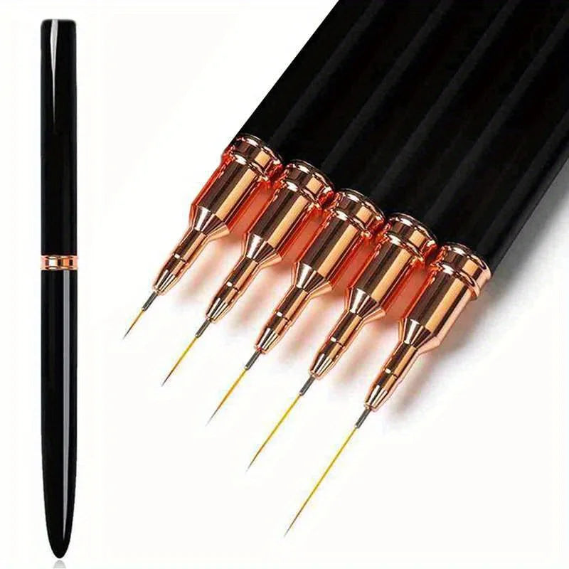 5-Pc Nail Art Liner Brush Set | Striping & UV Gel Painting Nail Art Liner Brushes QXL