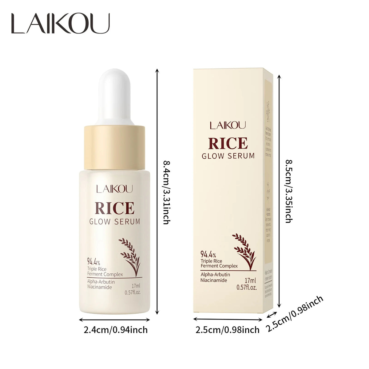 LAIKOU Rice Glow Facial Serum 17ml – Hydrate & Brighten Skin Face Serum QXL 01 17ml