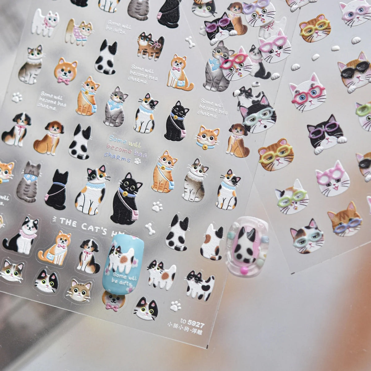 5D Cat & Dog Nail Stickers | Kitten Paw Print Decals Nail Art Stickers QXL