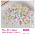 50-Pc Colorful 5-Petal Flower Nail Art Charms | 3D Resin Mix Nail Art Charms QXL A1