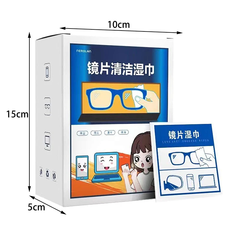 100-Pack Disposable Lens Cleaning Wipes | Anti-Fog Eyeglass Lens Cleaning Wipes QXL
