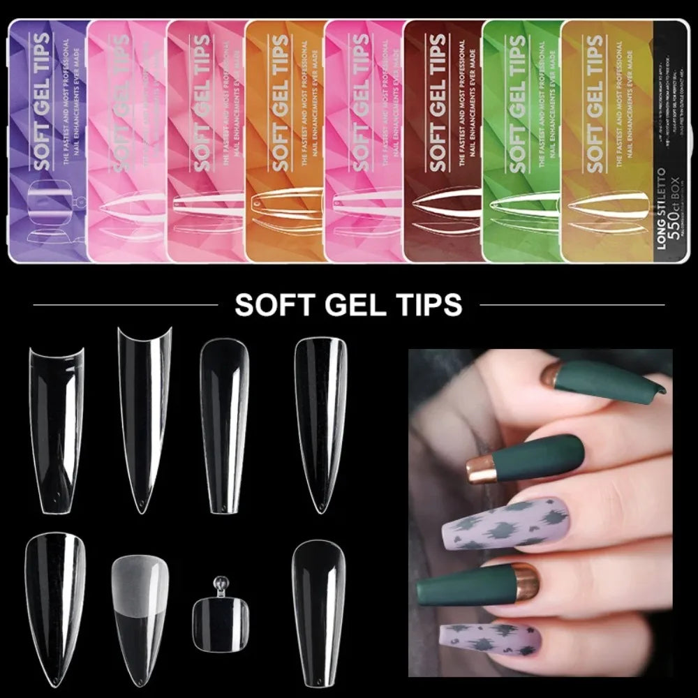 550-Pc French Nail Dual Forms | Oval Coffin Almond Square Nail Extension Forms QXL