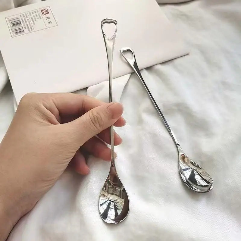 2-Pack Stainless Steel Long Handle Coffee & Dessert Spoons Long Handle Spoon QXL