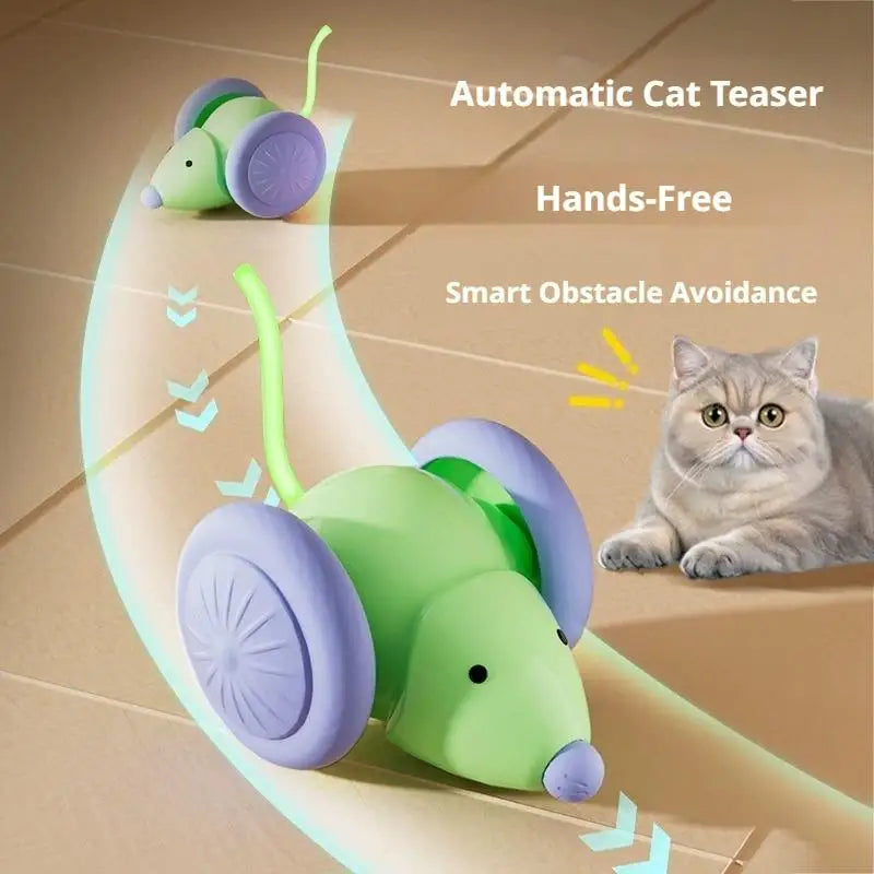 USB Rechargeable Automatic Moving Mouse Cat Toy with Lights Interactive Cat Toy QXL