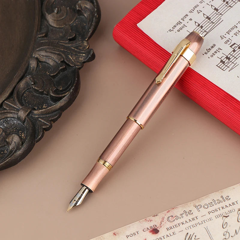 Antique Brass Pocket Rollerball Pen | Compact Writing Pen Rollerball Pen QXL Red
