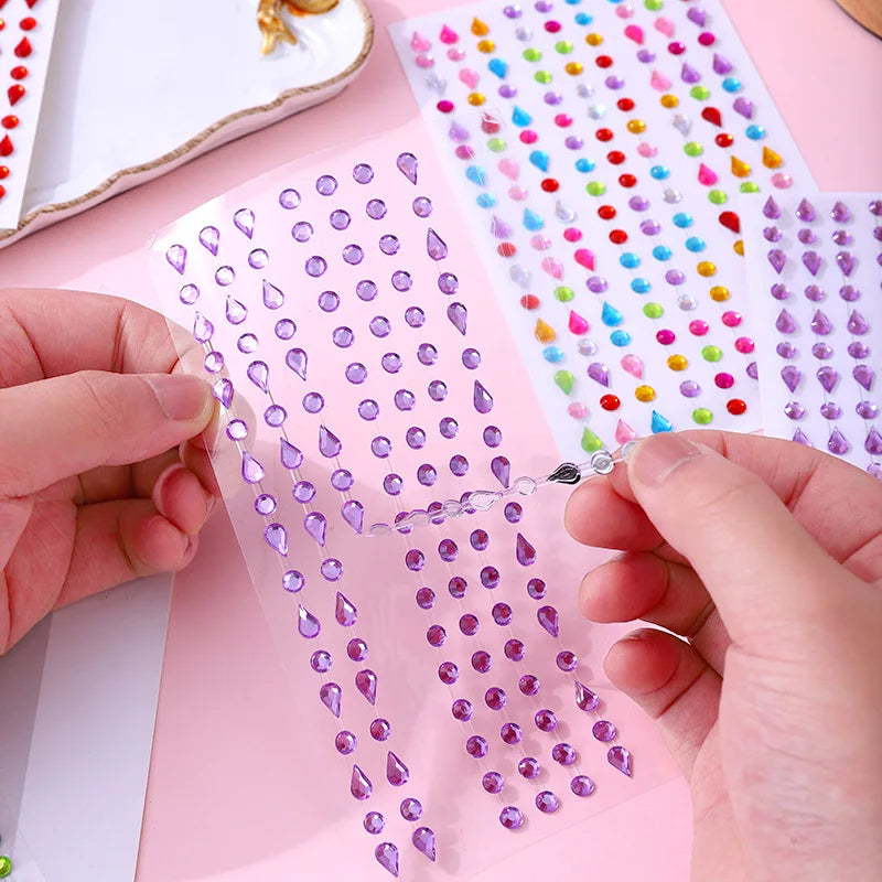 Self-Adhesive Rhinestone Gem Nail Stickers – Multicolor Sheet Nail Rhinestone Stickers QXL