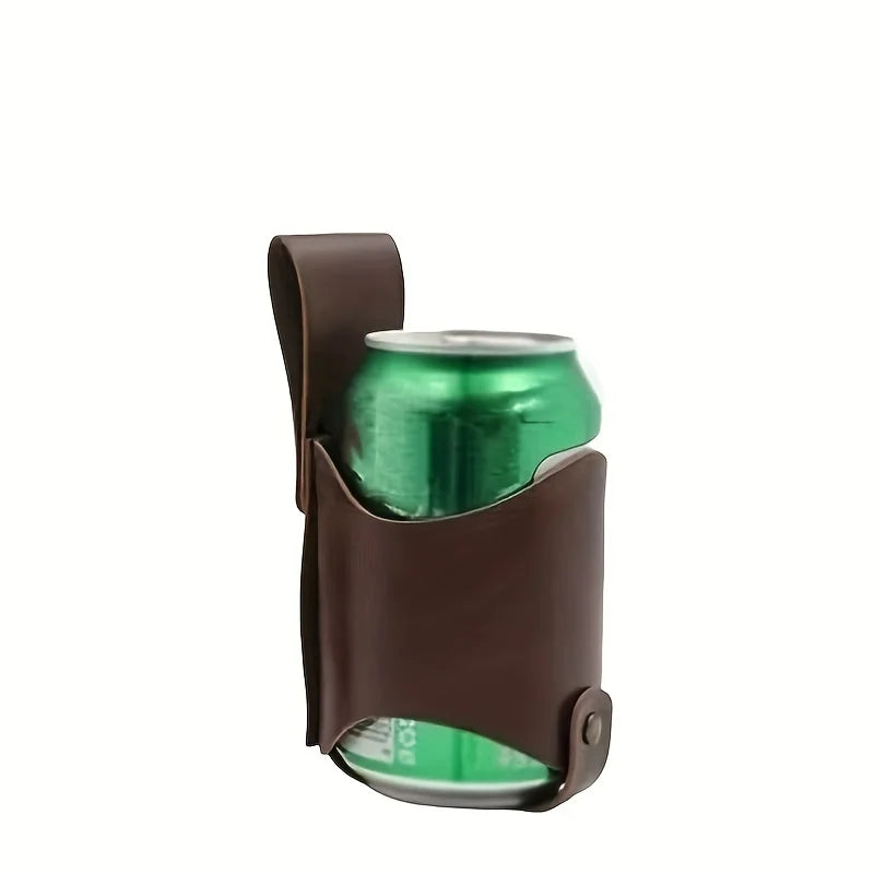 PU Leather Beer Can Holder – Adjustable Waist Belt 330–500ml Waist Belt Holster QXL