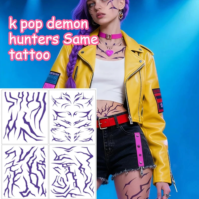 Kpop Demon Dark Temporary Tattoo Stickers | Cosplay Body Art Temporary Tattoo Stickers QXL