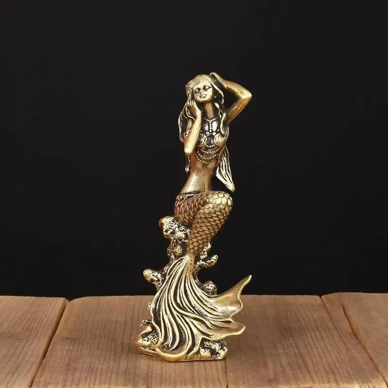 Mini Brass Mermaid Figurine Statue | Home Décor & Gift Decorative Figurine QXL