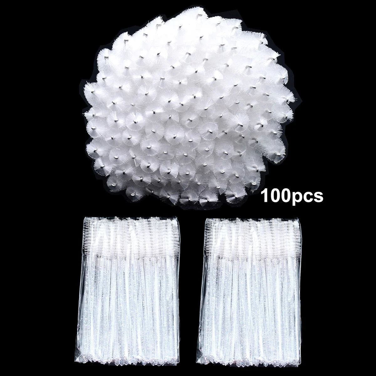 100-Pack Disposable Spoolie Mascara Wands & Lash Brushes Disposable Spoolie Brushes QXL White