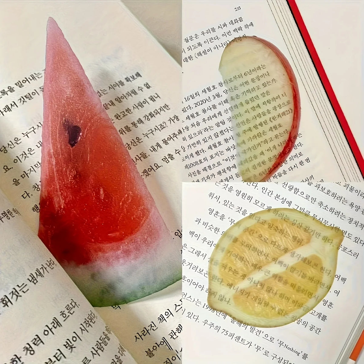 Transparent Fruit Slice PVC Bookmarks | Watermelon Lemon Apple Novelty Bookmarks QXL