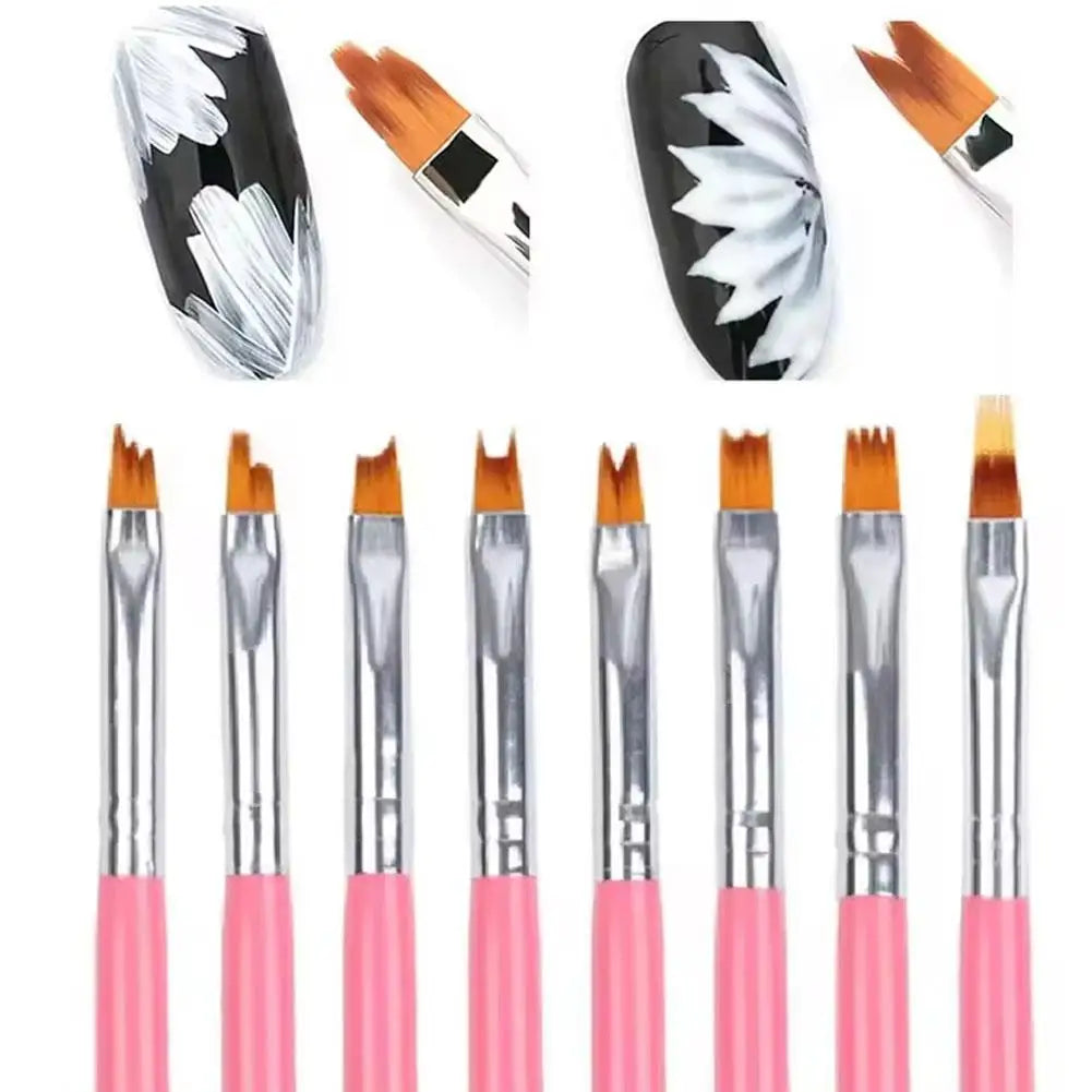 8-Piece Nail Art Brush Set | UV Gel, Gradient & Floral Nail Art Brush Set QXL