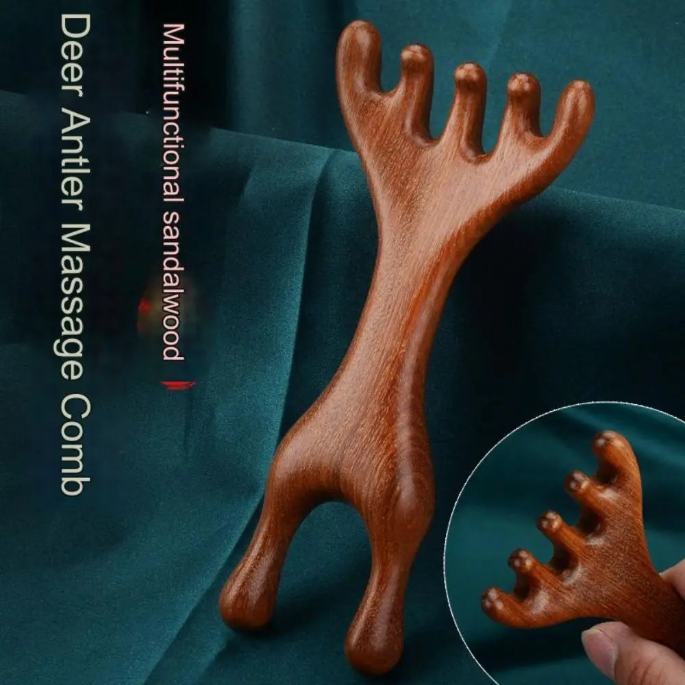 Deer Antler Wood Massage Comb | Anti-Static Wide Tooth Wood Massage Comb QXL
