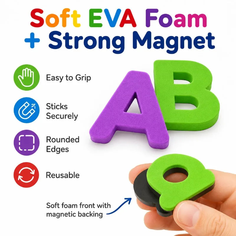 Magnetic EVA Letters & Numbers Set – Colorful Fridge Magnets Educational Magnet Set QXL