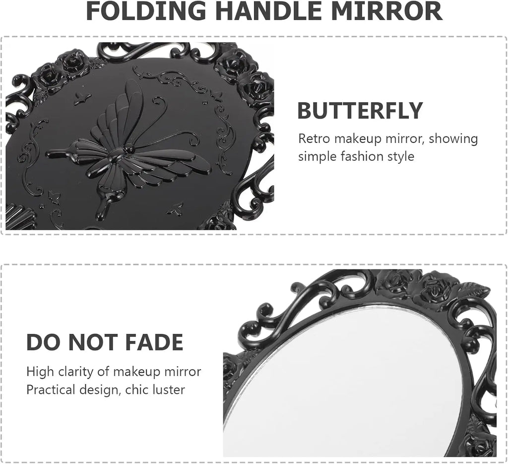 Retro Folding Makeup Mirror | Floral Handheld Travel Mirror Folding Makeup Mirror QXL