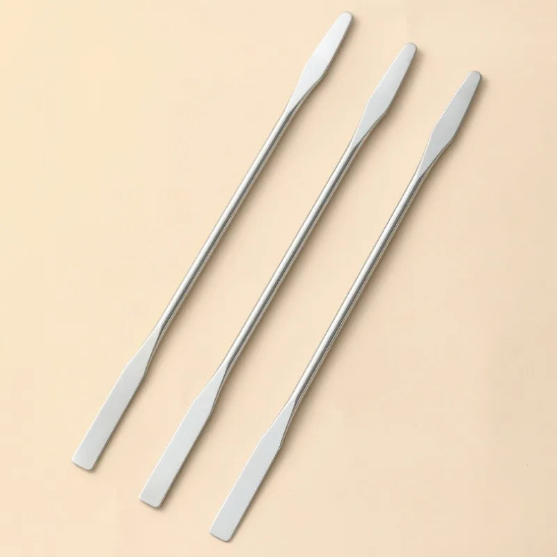 3-Pack Dual-Ended Stainless Steel Mixing Spatulas – Nail & Makeup Mixing Spatula Set QXL 3pcs