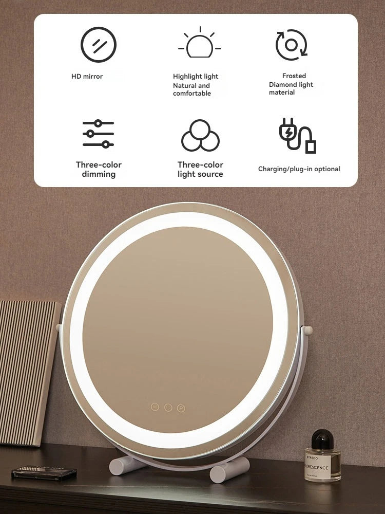 LED Circular Makeup Mirror | Desktop Vanity Mirror with Lights LED Vanity Mirror QXL
