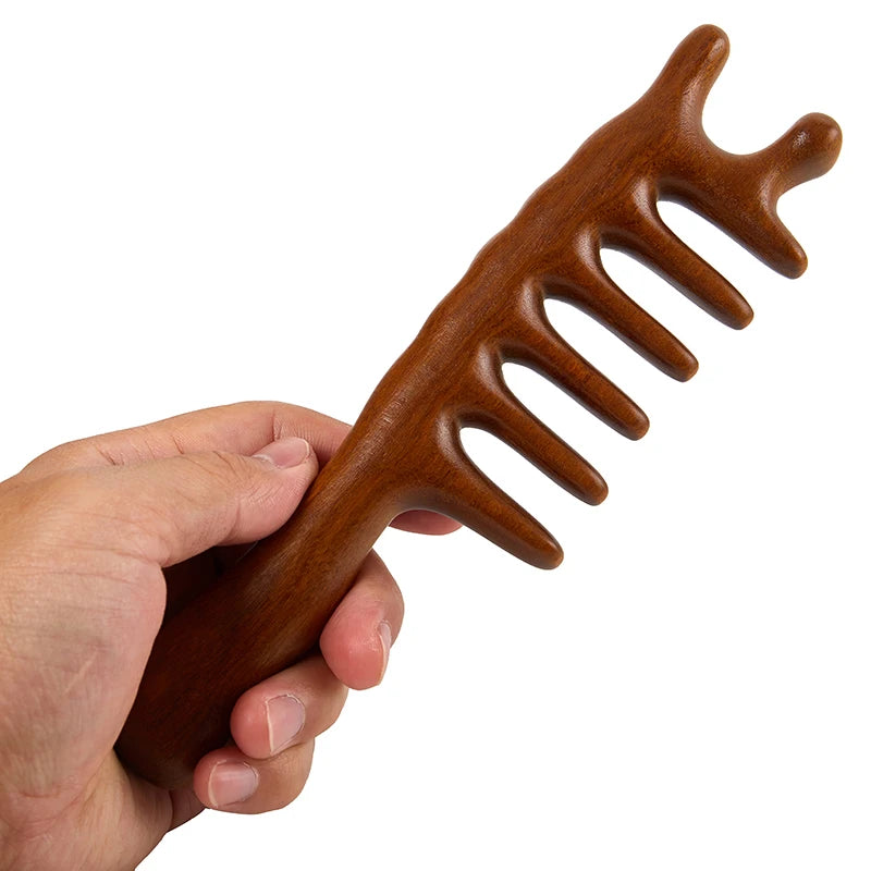 Wooden Wide-Tooth Massage Comb | Scalp & Hair Care Tool Wooden Massage Comb QXL