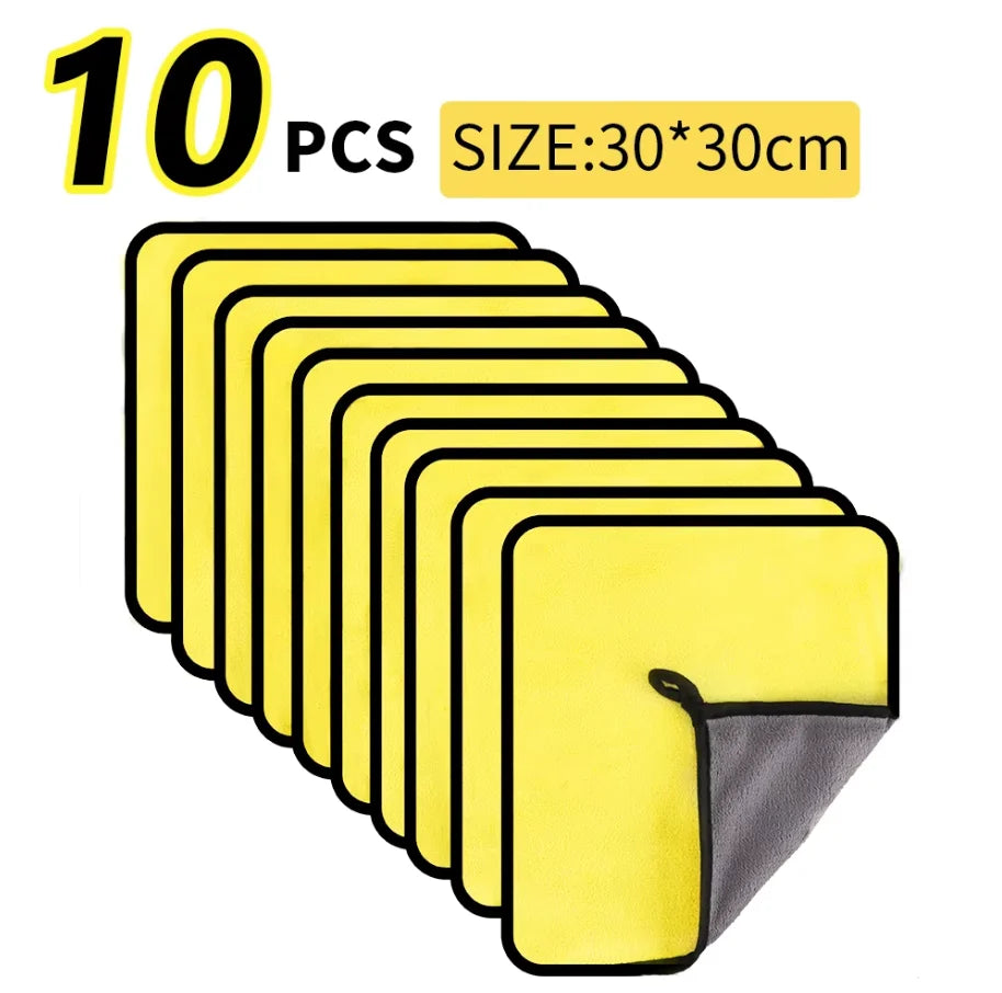 Microfiber Car Drying Towels | Double-Layer Soft Cleaning Cloths Microfiber Cleaning Towel QXL 30x30 10pc
