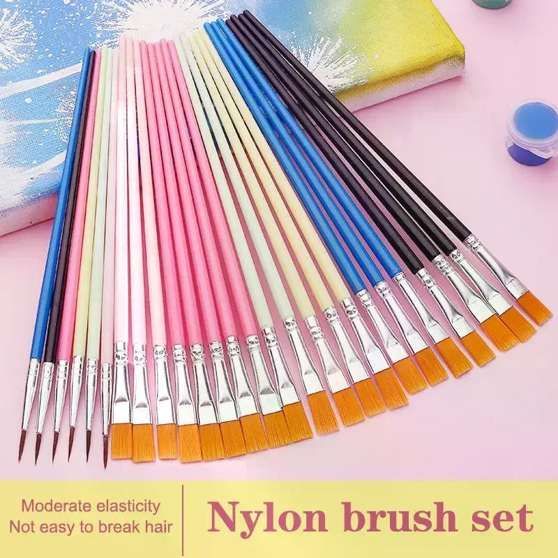 12-Pc Nylon Paint Brush Set | Acrylic, Watercolor & Oil Art Art Paint Brush Set QXL