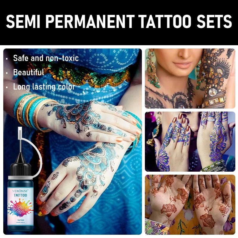 11-Color Waterproof Semi-Permanent Temporary Tattoo Ink 10ml Temporary Tattoo Ink QXL