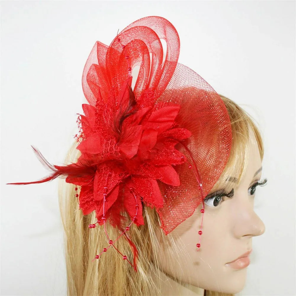 Feather Beaded Fascinator Hair Clip Brooch Corsage | Wedding Feather Fascinator QXL