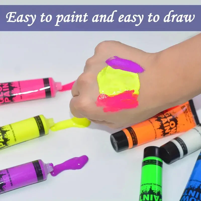 VERONNI 8-Color UV Neon Face & Body Paint | 25ml Glow Set UV Body Paint QXL