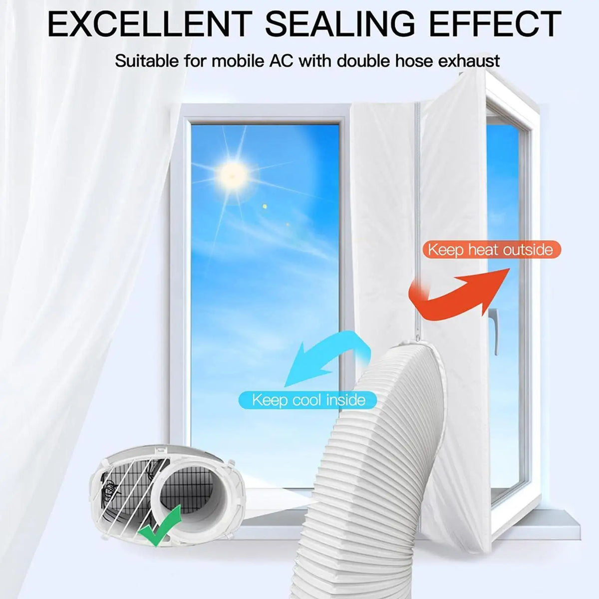 Universal Portable AC Window Seal Kit | Fabric Vent Panel AC Window Seal Kit QXL