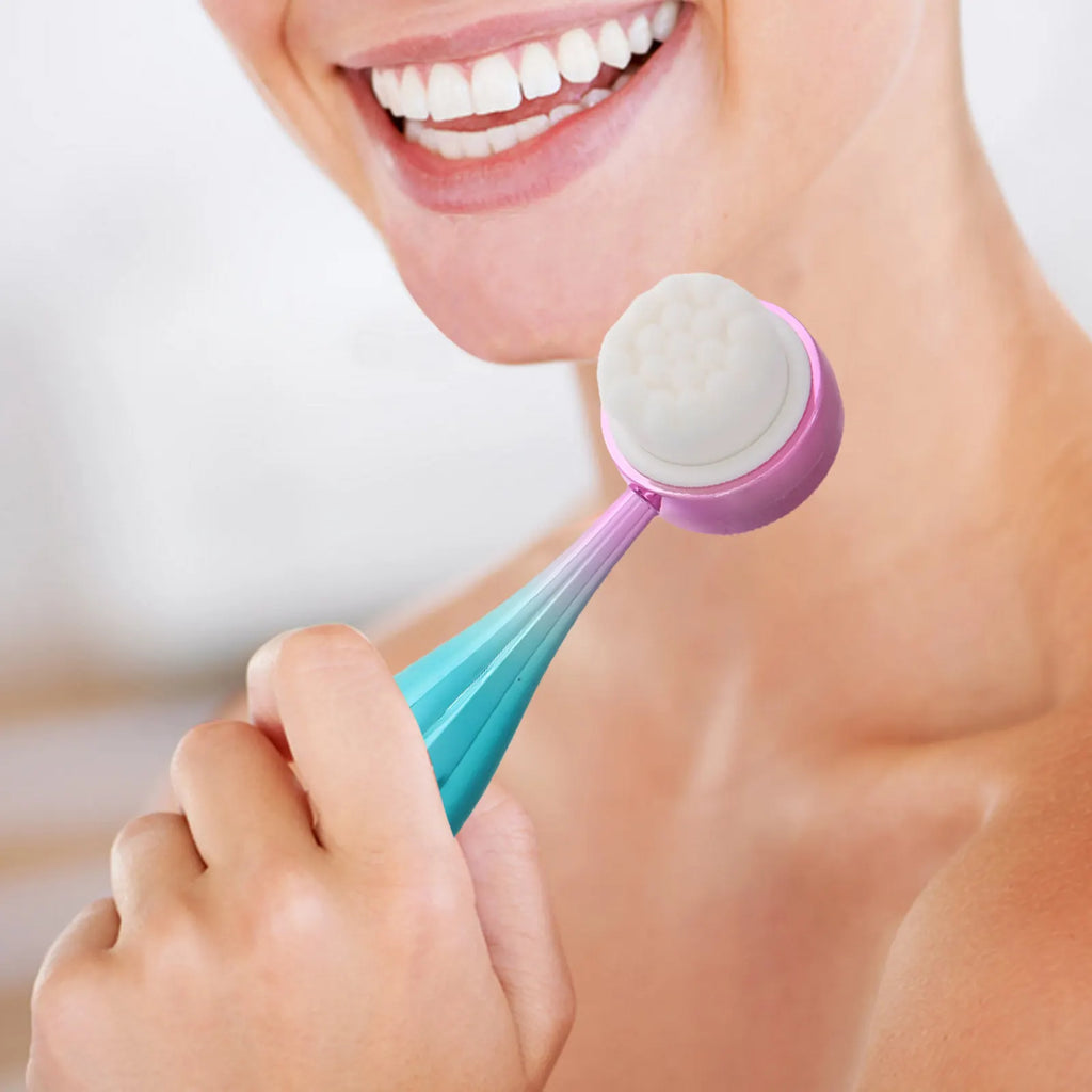 Dual-Sided Silicone Face Brush | Deep Cleanse & Massage Facial Cleansing Brush QXL