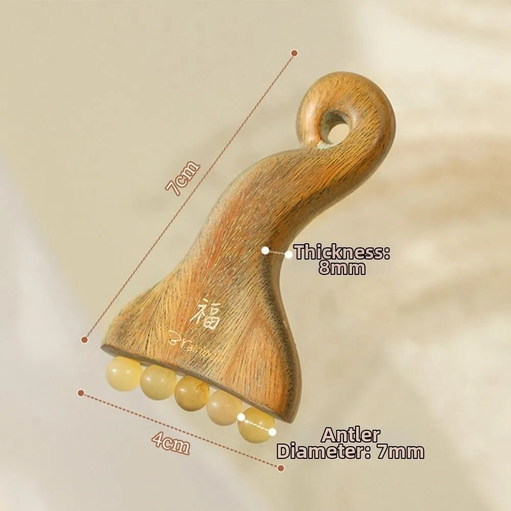 Wood & Brass Bead Gua Sha Facial Massage Scraper Tool Gua Sha Massage Tool QXL