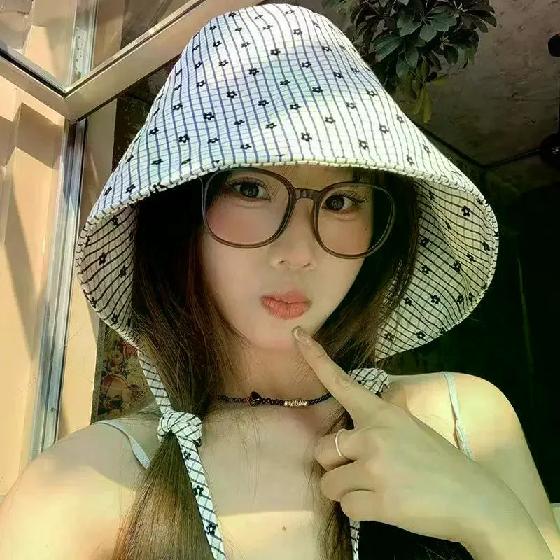Women's Wide Brim Floral Bucket Hat | French Sun Hat Bucket Hat QXL
