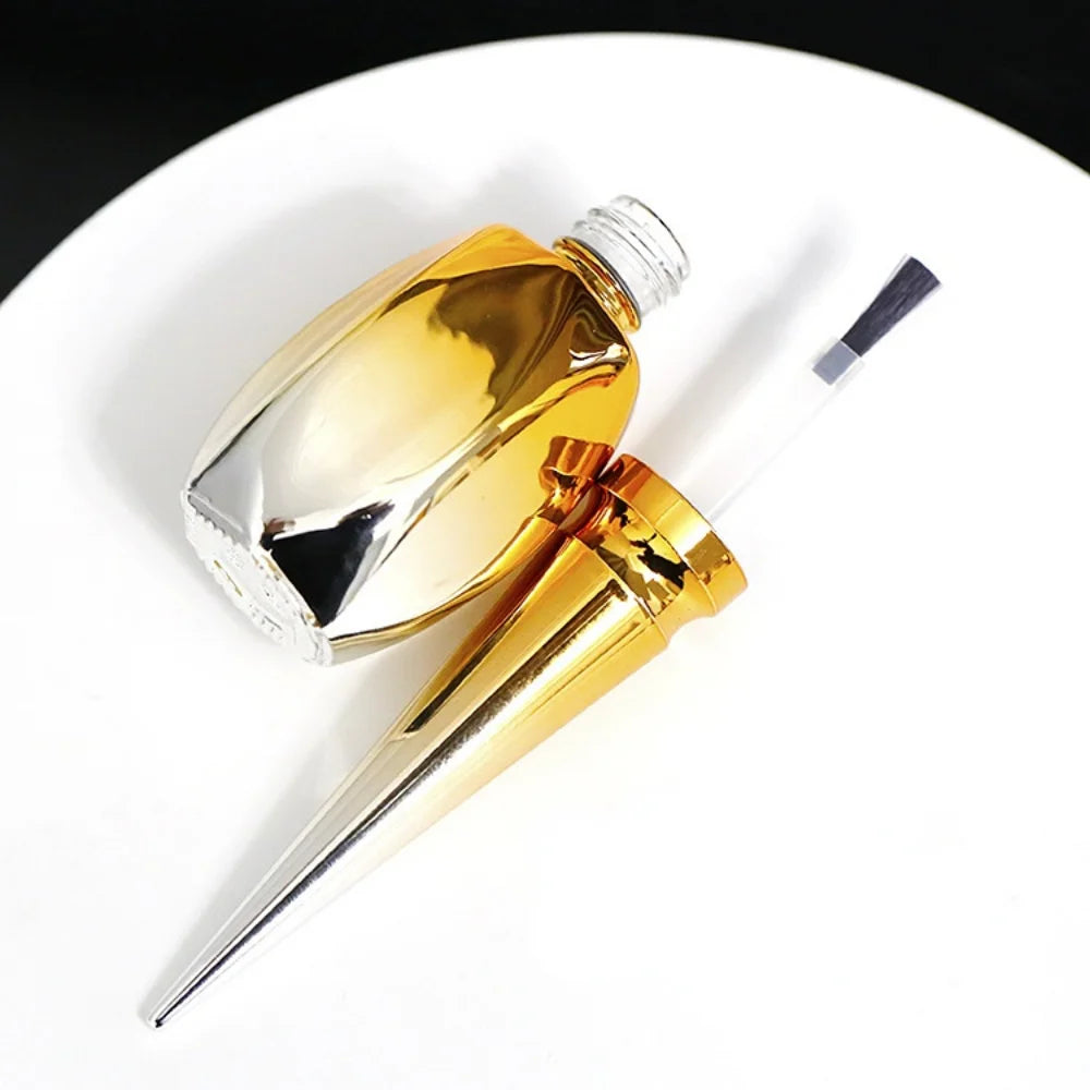 15ml Empty Glass Nail Polish Bottles | Gold & Blue Cap Set Nail Polish Bottles QXL