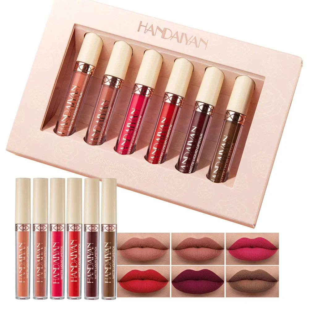 Handaiyan 6-Pc Matte Velvet Liquid Lipstick Set | Waterproof Liquid Lipstick Set QXL