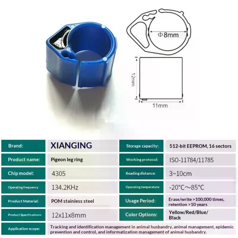 5-Pack RFID Pigeon Foot Ring Tags 134.2KHz EM4305 Waterproof RFID Animal Tag QXL