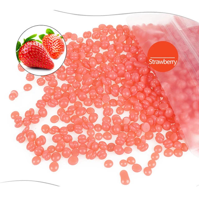 500g Hard Wax Beans | No-Strip Full Body Hair Removal Depilatory Wax Beads QXL Strawberry 500g