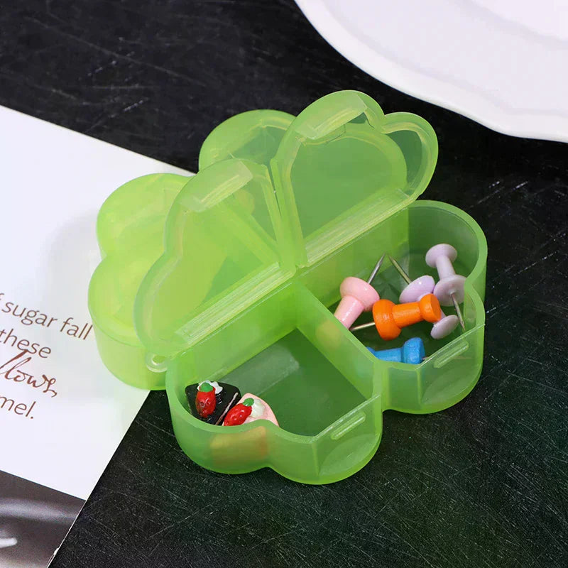 4-Grid Four-Leaf Clover Portable Pill Organizer Box Pill Organizer Box QXL