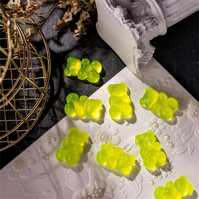 10-Pc 3D Kawaii Bear Nail Charms | Resin DIY Decorations Nail Art Charms QXL