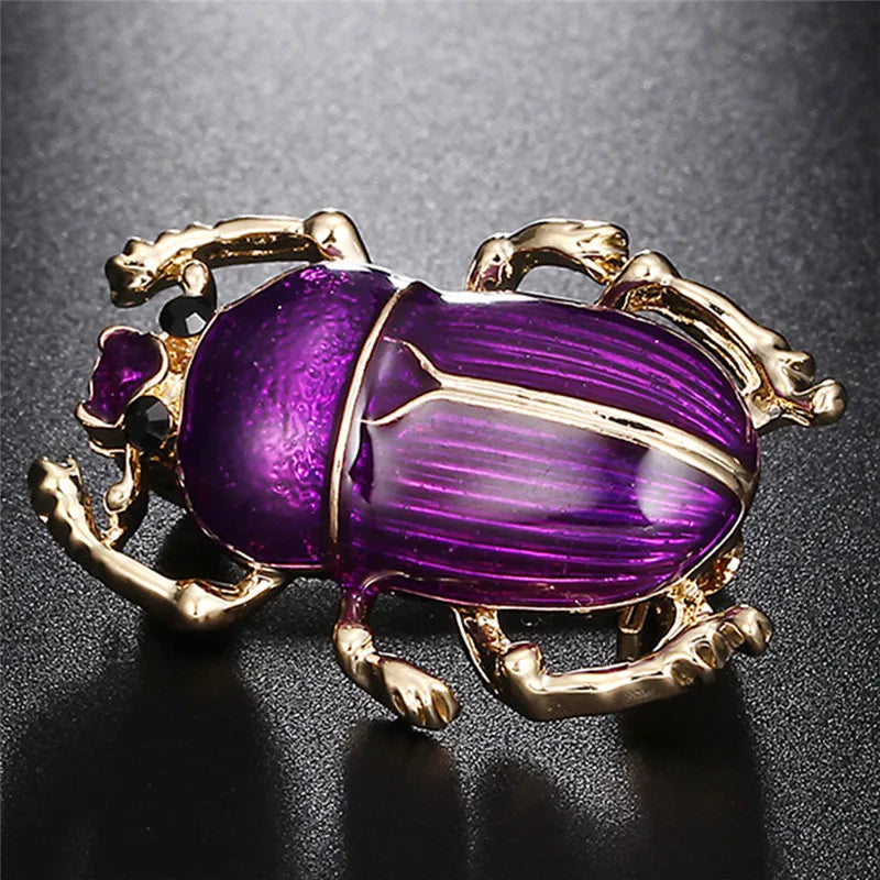 Vintage Beetle Enamel Brooch Pin | Women's Insect Jewelry Enamel Brooch Pin QXL Purple