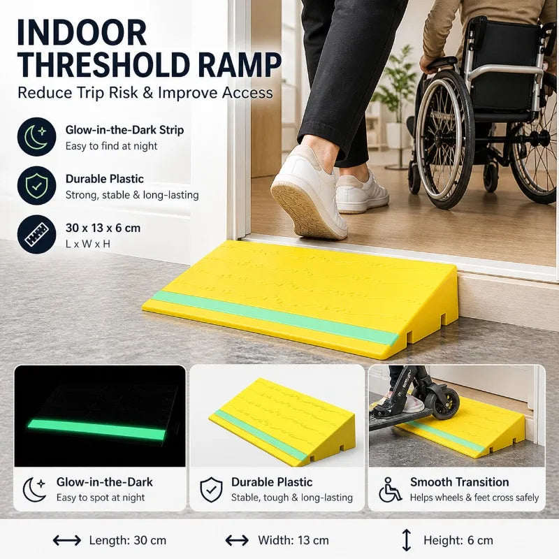 Indoor Threshold Ramp | Plastic Doorway Slope & Glow Strip Threshold Ramp QXL