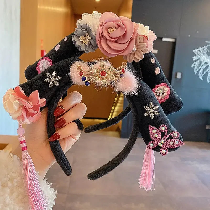 Chinese Hanfu Hair Hoop | Retro Butterfly Flower Tassel Headdress Hair Hoop Headdress QXL