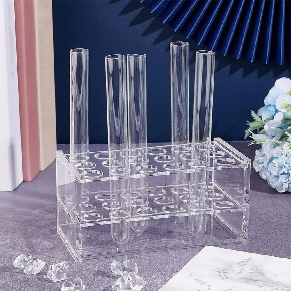 18-Socket Clear Acrylic Test Tube Rack | 3-Layer Lab Stand Lab Test Tube Rack QXL