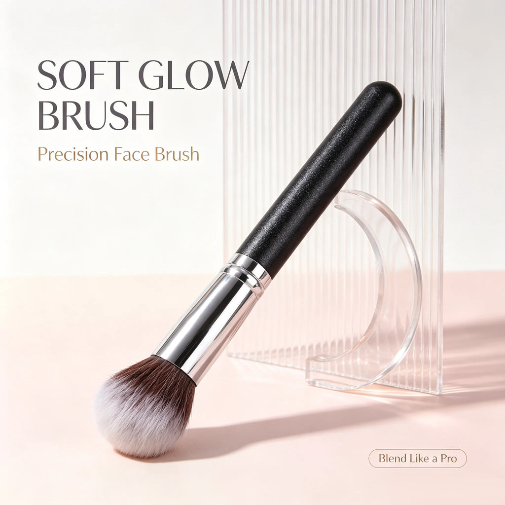 KOSSHOW Round Fluffy Blush Brush – Powder & Highlighter Blush Makeup Brush QXL black