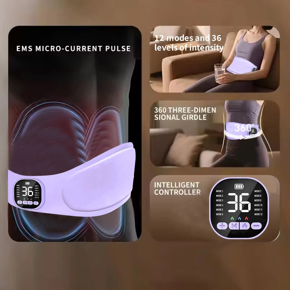 Portable EMS Heating Waist Massager Belt | Belly & Back EMS Waist Massager QXL