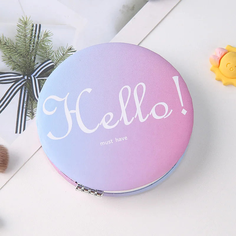 Mini 2-Face Foldable Pocket Makeup Mirror | Cartoon Print Pocket Makeup Mirror QXL Letter