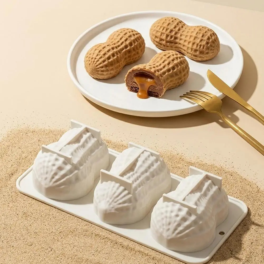 Peanut Shape Silicone Mold | 3-Cavity Mousse Cake & Dessert Silicone Baking Mold QXL