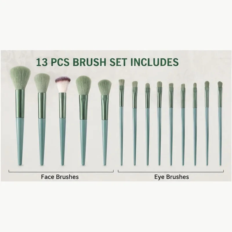 13-Piece Makeup Brush Set with Pouch | Soft Synthetic Bristles Makeup Brush Set QXL