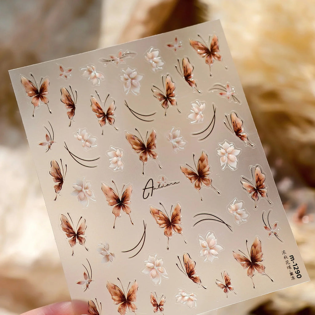 5D French Nail Stickers Gold Silver Hot Stamping Decals