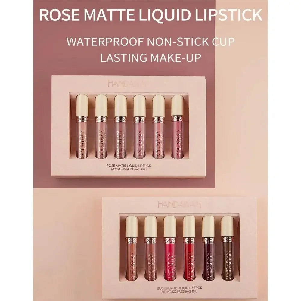 Handaiyan 6-Pc Matte Velvet Liquid Lipstick Set | Waterproof Liquid Lipstick Set QXL