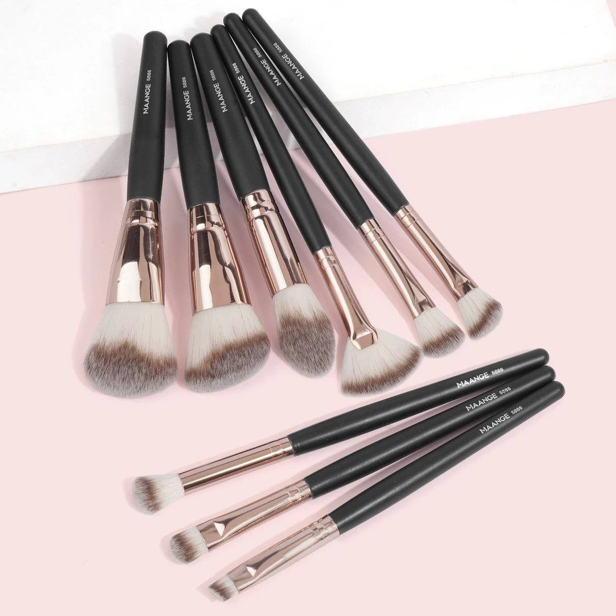 MAANGE 9-Piece Makeup Brush Set | Foundation & Eyeshadow Makeup Brush Set QXL Black