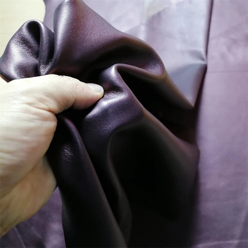 Dark Purple First Layer Sheepskin Leather 0.8–1mm | DIY Fabric Genuine Leather Fabric QXL